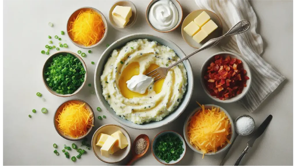 Preparing Mashed Potato Filling for Twice Baked Potatoes