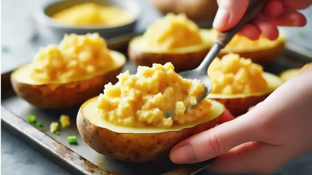 Filling Potato Skins for Twice Baked Recipe