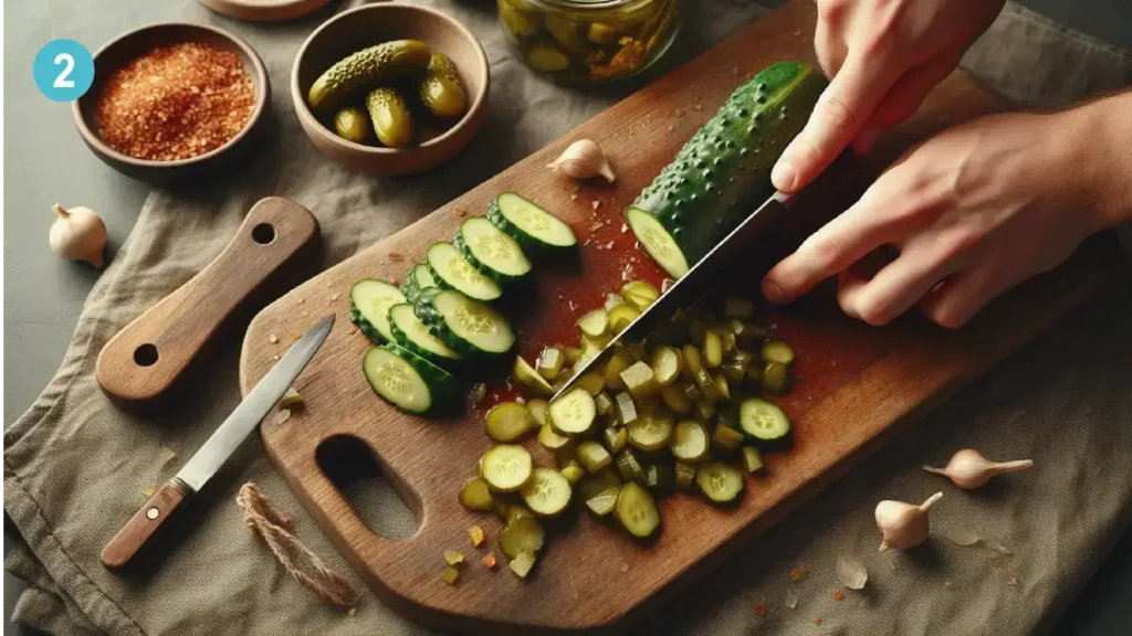 chopped the dill for Dill Pickle Chicken Salad recipe