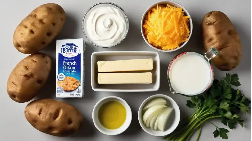 Ingredients for French Onion Twice Baked Potatoes recipe