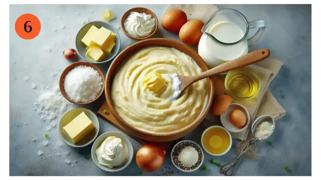 Mixing Creamy French Onion Potato Filling