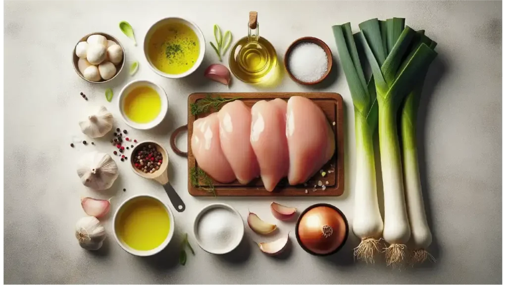 Ingredients for Simple Creamy Chicken and Leeks Recipe