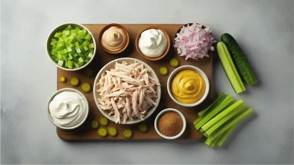 Ingredients for Dill Pickle Chicken Salad