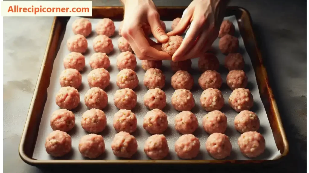 Forming Turkey Meatballs with Stuffing