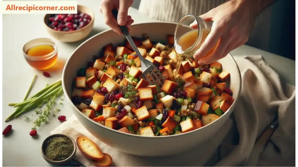 Mixing Stuffing for Turkey Stuffing Meatballs