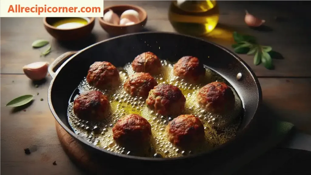 Searing Turkey and Stuffing Meatballs