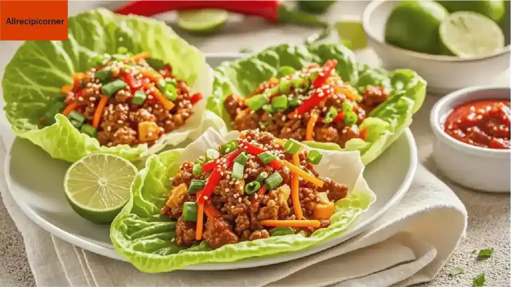 Serving Spicy Gochujang Lettuce Wraps